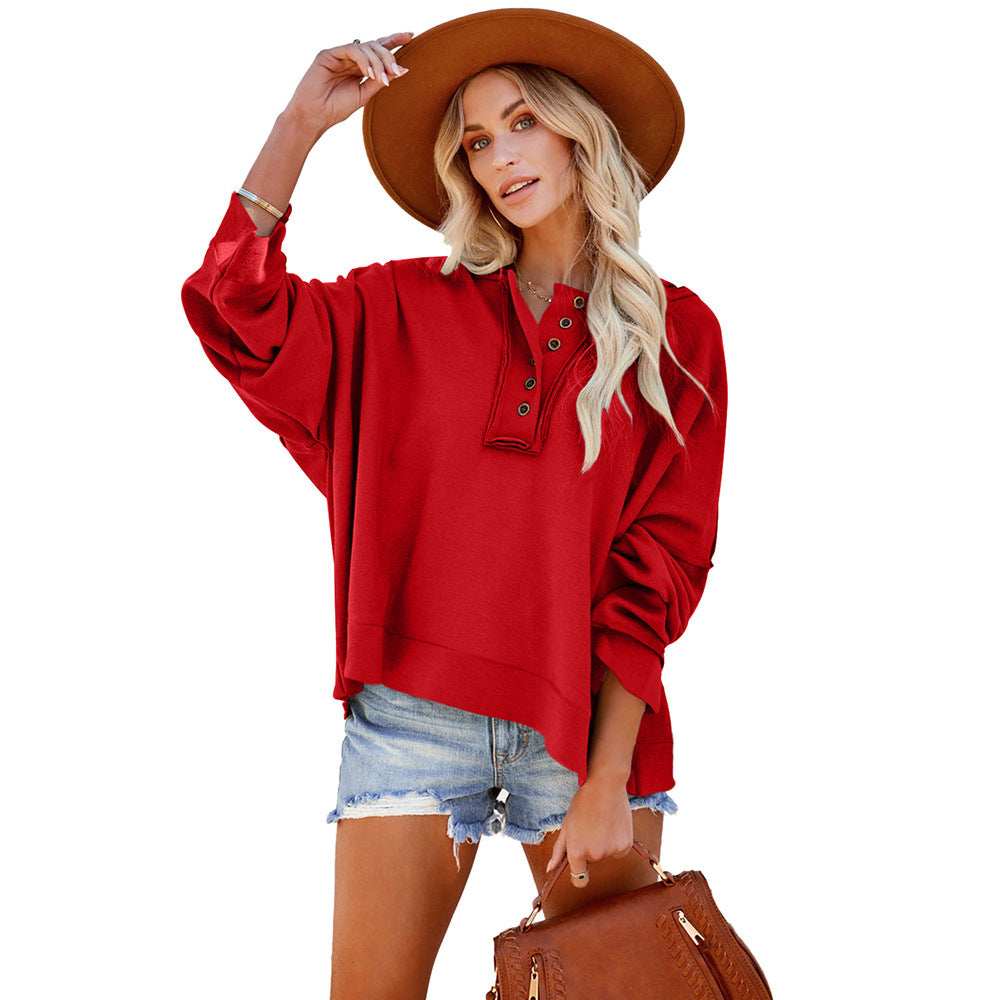 Women's Thickened Casual Drop-Shoulder Patchwork Hoodie