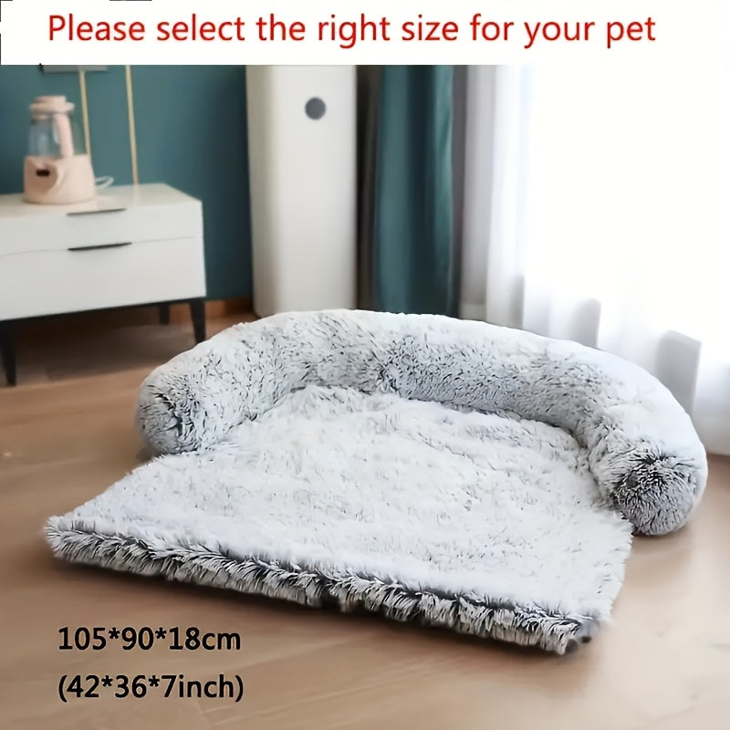 1Pc Luxury Ultra-Soft Dog Bed - Dual-Function Pet Sofa Bed, Sturdy And Stylish Integrated Nest, Suitable For Indoor/Outdoor Relaxation, Polyester Material, No Assembly Required, Perfect For Small T...