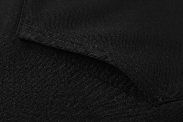 Chic Black Hooded Casual Sweatshirt & Pants Set