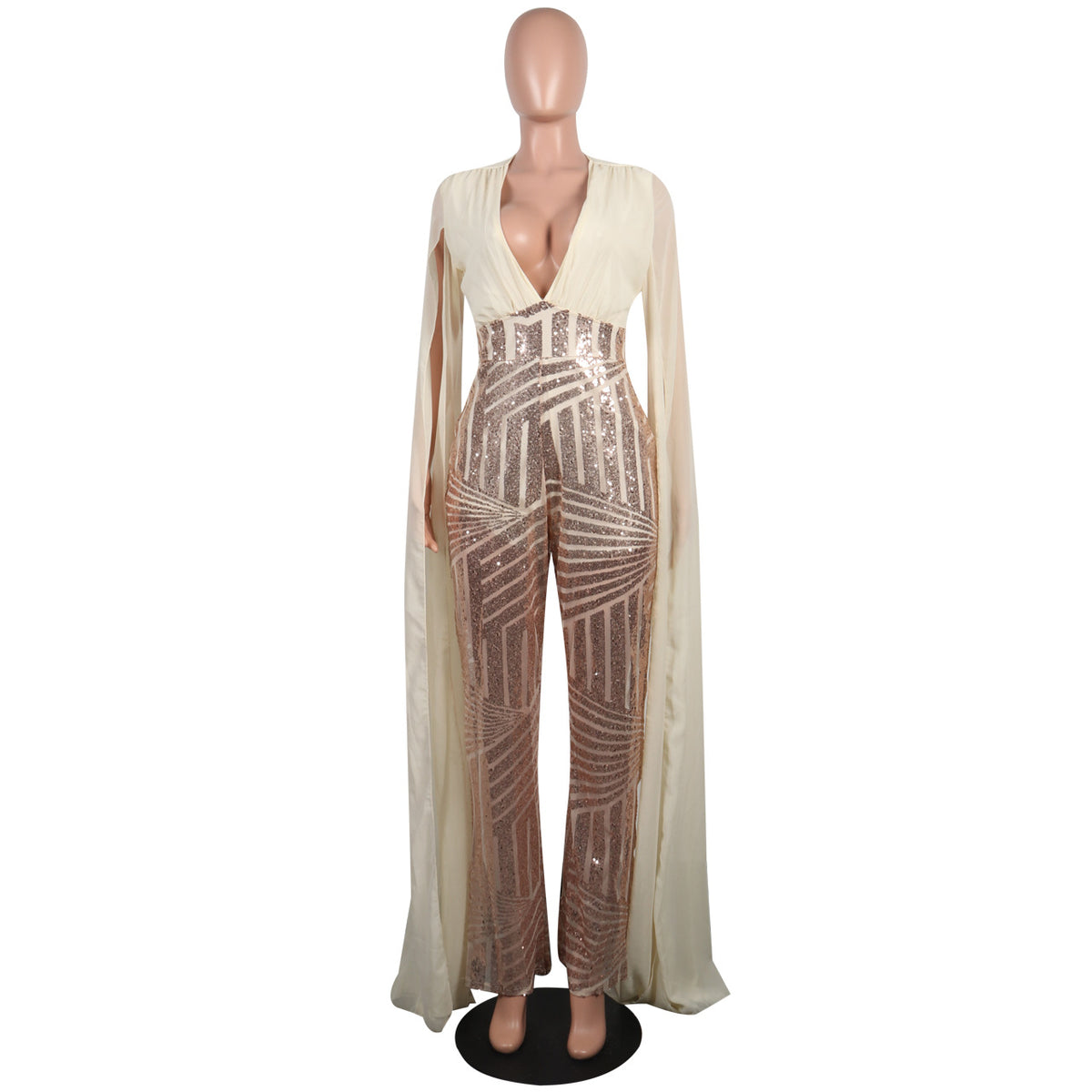 Sexy Sequined Evening Party Romper & Wide-Leg Pants Suit
