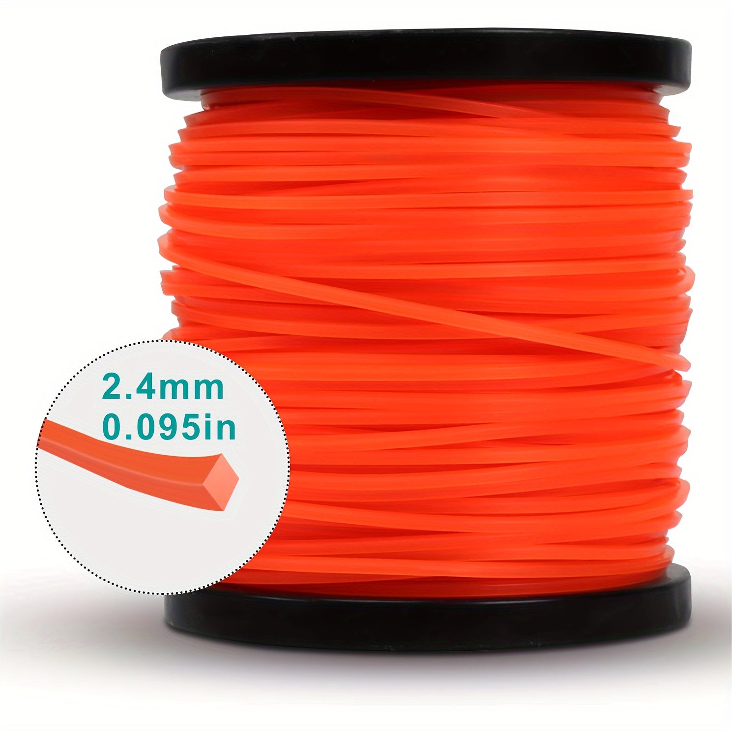 1pc Heavy-Duty Commercial Nylon Trimmer Line, Square/Star Shape, Durable Nylon Trimmer Line, 2.4mm Thick, Square Cut/Star Shape Economical, Suitable for Lawn Mowers - 328 Feet Long, Orange, High-Strength Weed Eater Replacement Line