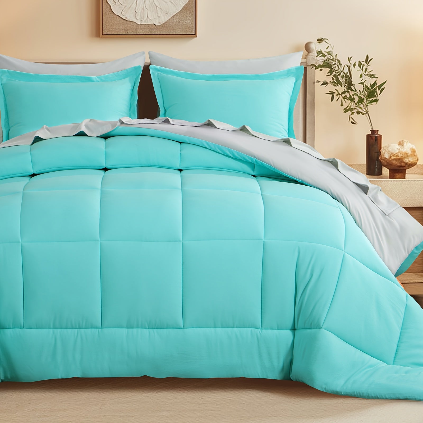 7pcs Ultra-Soft Bed In A Bag, Down Alternative Bedding Sets With All Season Quilted Comforter, Flat Sheet, Fitted Sheet, Pillowcases -Gifts For The Family And Friends