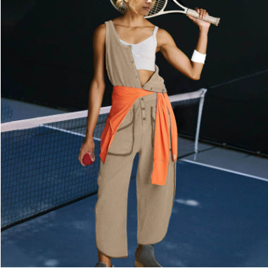 Women's Casual Sleeveless Pocket Jumpsuit