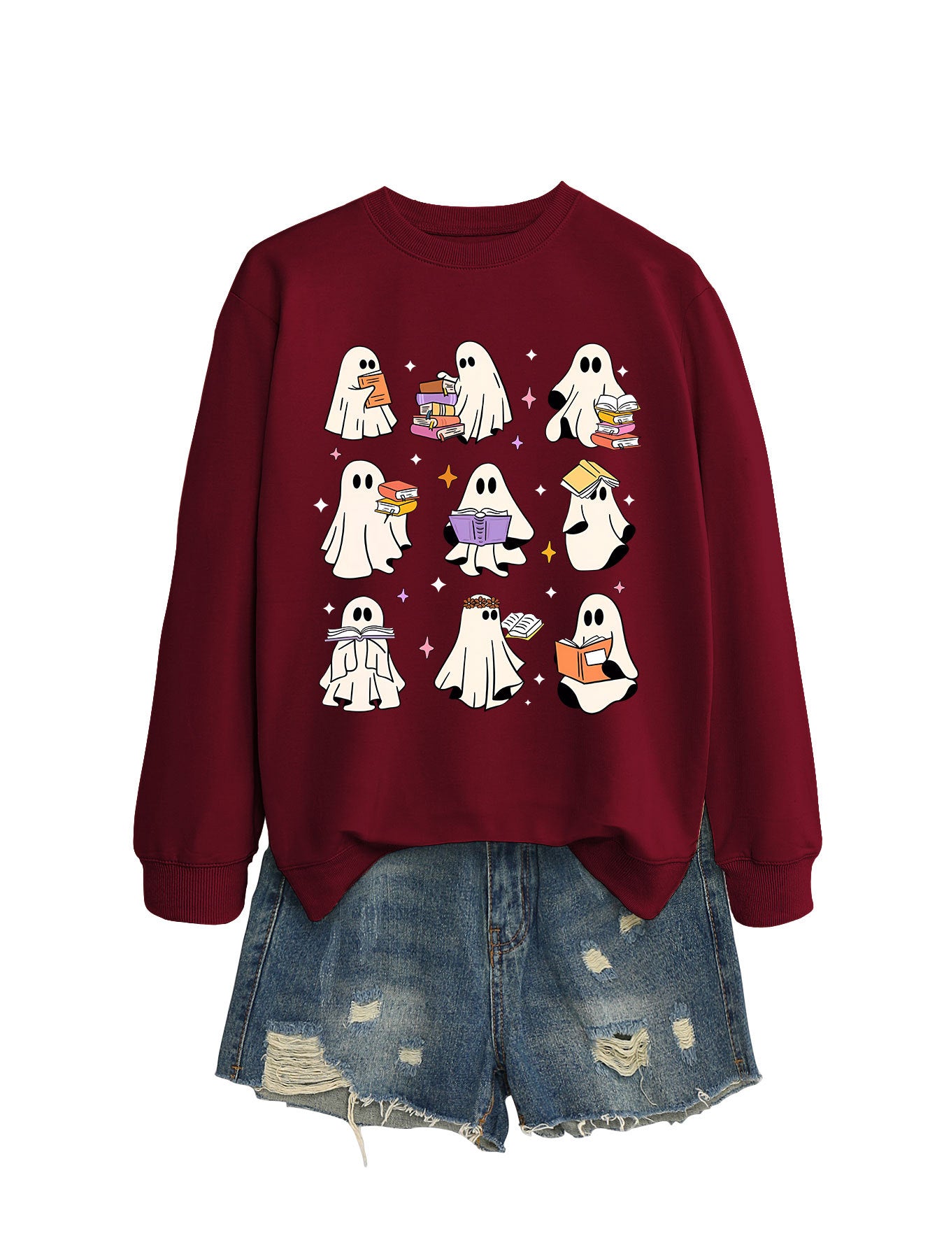 Women's Cozy Reading Print Pullover Sweater
