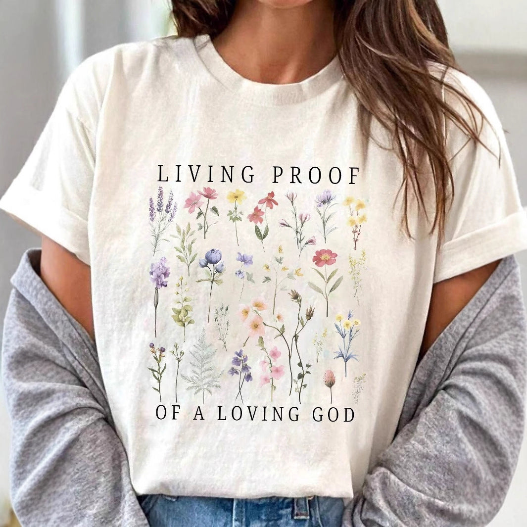 Floral Vintage Print Short Sleeve Top – Lightweight Pullover