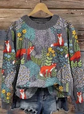 Festive 3D Christmas Print Long Sleeve Pullover Sweatshirt