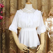 Chiffon Halter Top with Lantern Sleeves – Flowy, Elegant Long‑Sleeve