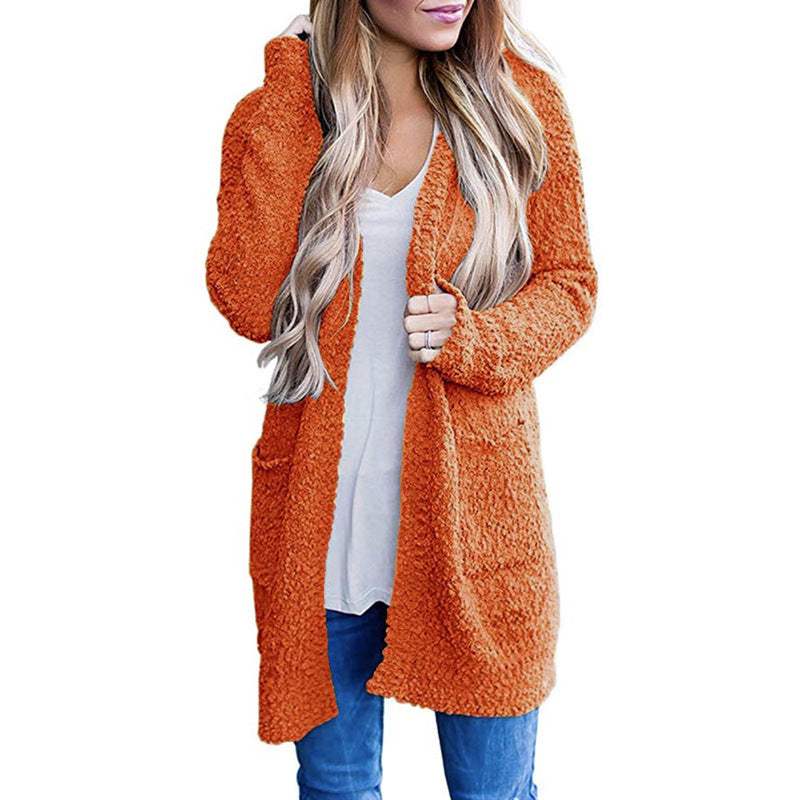 Cozy Fleece Double-Pocket Knit Cardigan Sweater