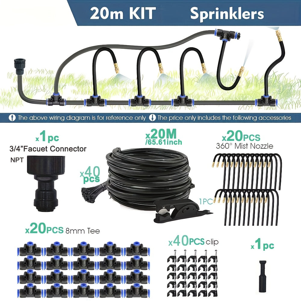 Garden Drip Watering Irrigation Kit with Automatic Sprinkler Atomizer – Multiple Length Options (196.85 mm, 393.7 mm, 590.55 mm, 787.4 mm) – Universal Thread