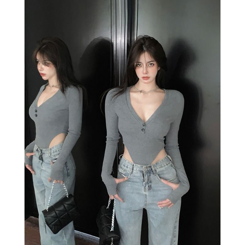 Figure-Flattering Long Sleeve Slim Fit Jumpsuit