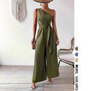 Women's Casual Wide-Leg Jumpsuit with Belt
