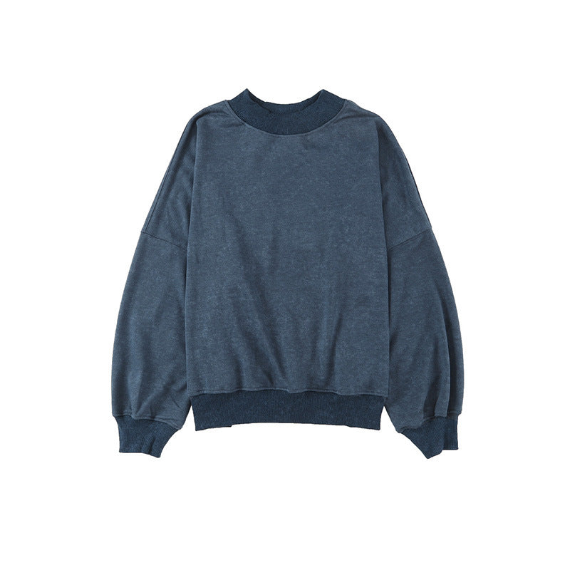 Cozy Solid Color Loose Crew Neck Casual Sweater