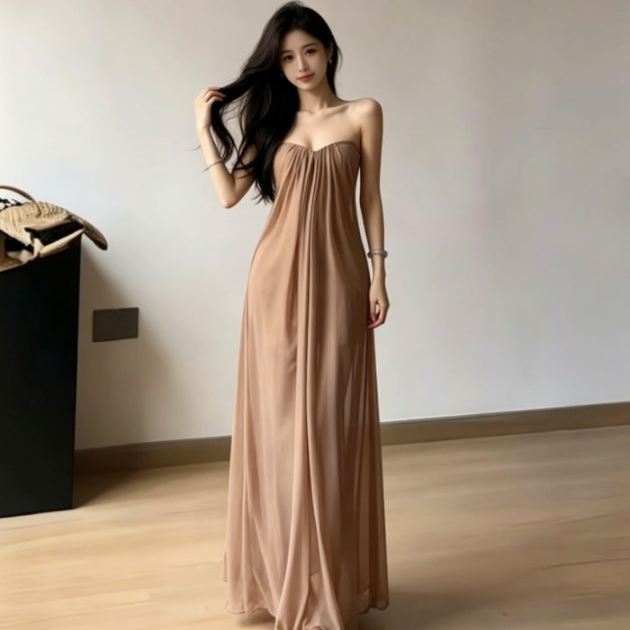 Springsummer Soft-style Strapless Mesh Dress for Women