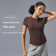 Slim-Fit Nude-Feel Yoga T‑Shirt – Lightweight Cotton‑Blend for Women