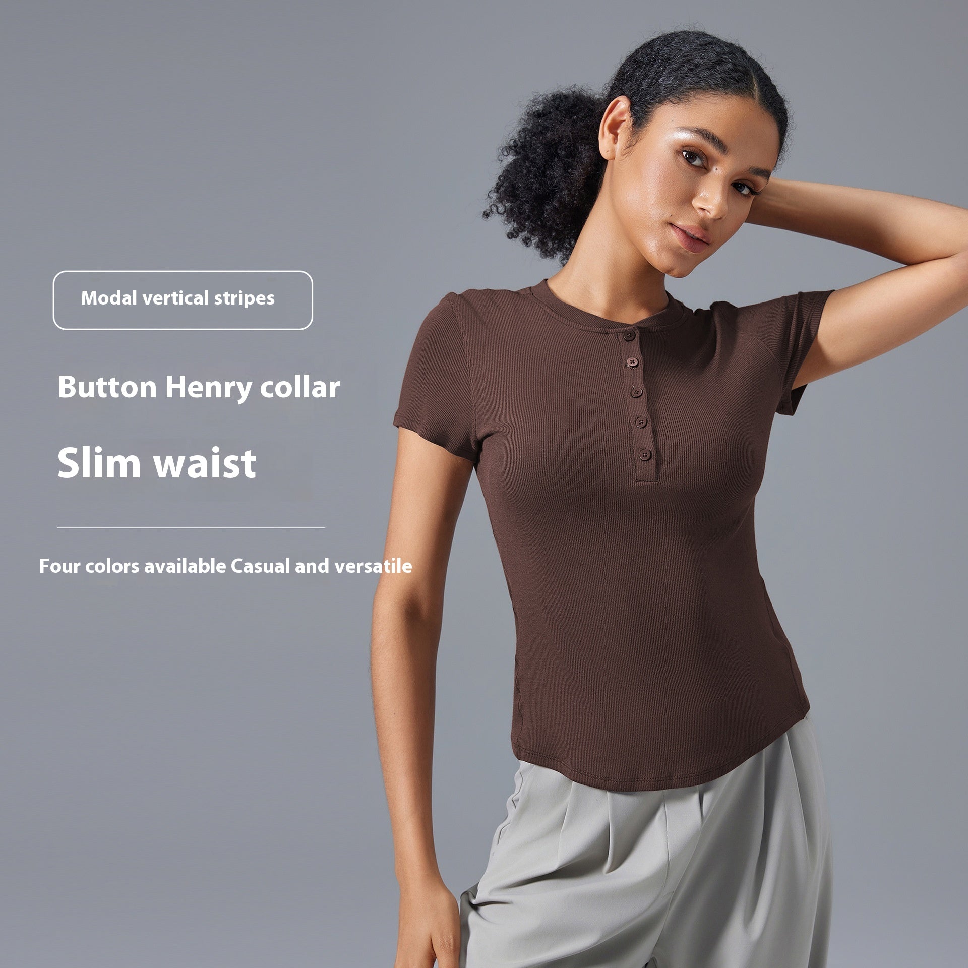 Slim-Fit Nude-Feel Yoga T‑Shirt – Lightweight Cotton‑Blend for Women