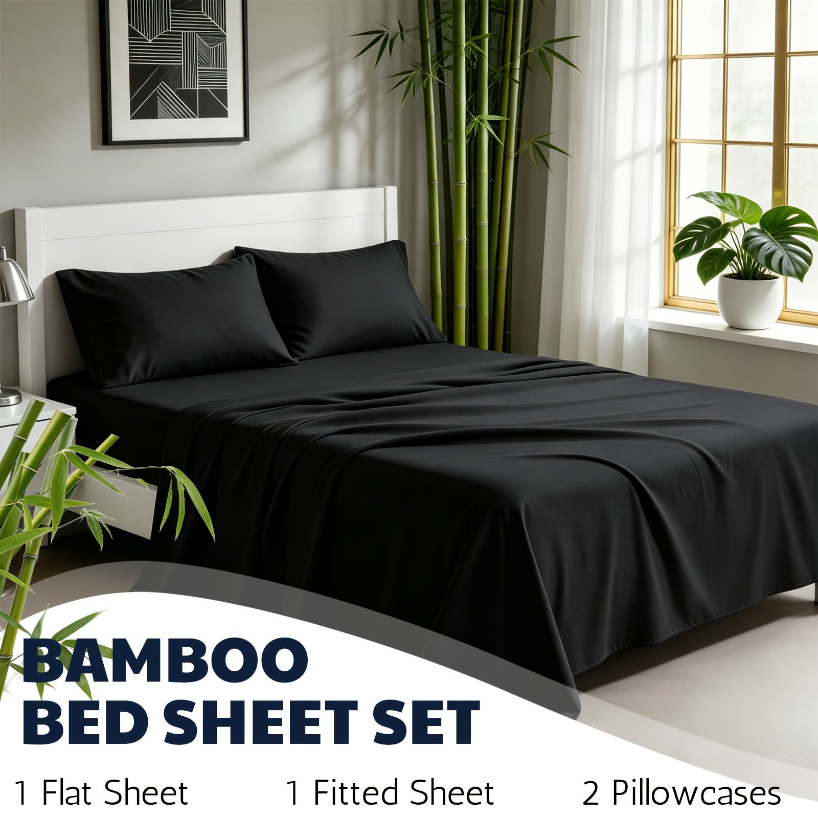 Cooling Bamboo Fiber Sheet Set – 16‑Inch Extra‑Deep Pocket, Twin to King Sizes