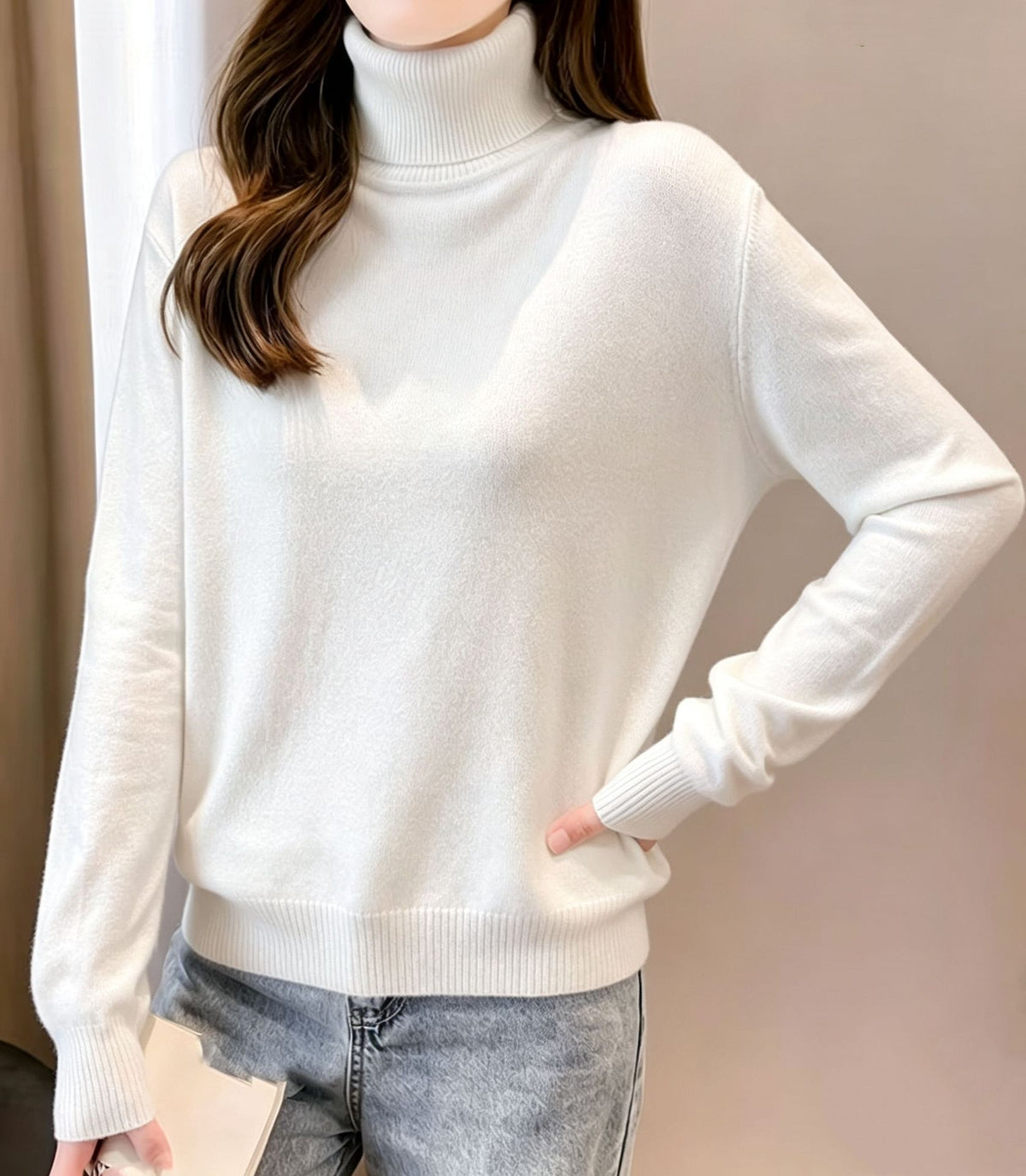 Womens Turtleneck Pullover Sweater Top