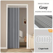 [Modern Accordion Door Curtain] 1pc Modern Minimalist Accordion Door Curtain | Foldable Windproof Partition with Hooks & Storage Straps, Polyester Decor for Living Room, Bedroom, Kitchen - Multiple…