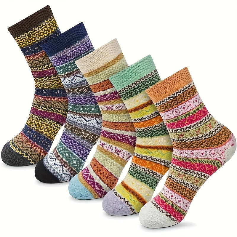 10 Pairs Thickened Soft Warm Women's Winter Knitted Casual Socks for Mountaineering, Skiing, and Christmas Gift Outdoor Socks