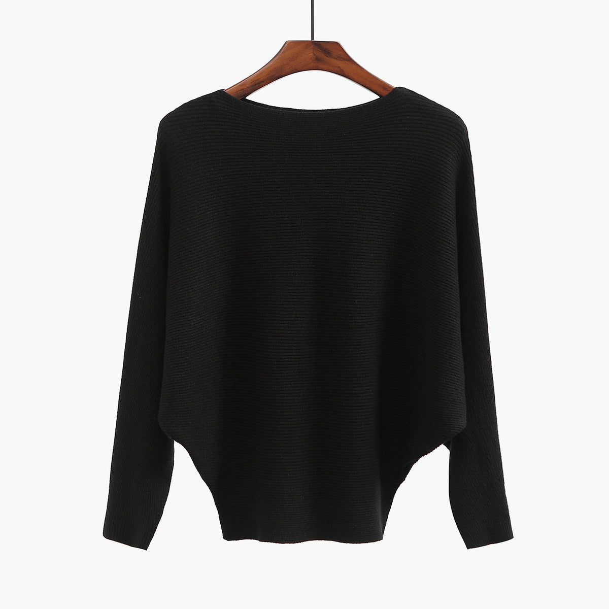 Halter-neck Batwing-knit Highly Elastic Laid-back Pullover Top