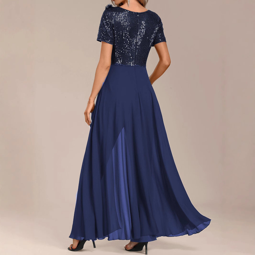 Elegant Chiffon Sequin Splicing Women's Jumpsuit