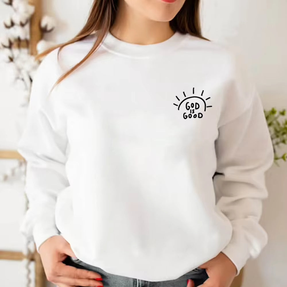 Casual Round Neck Print Sweatshirt for Women