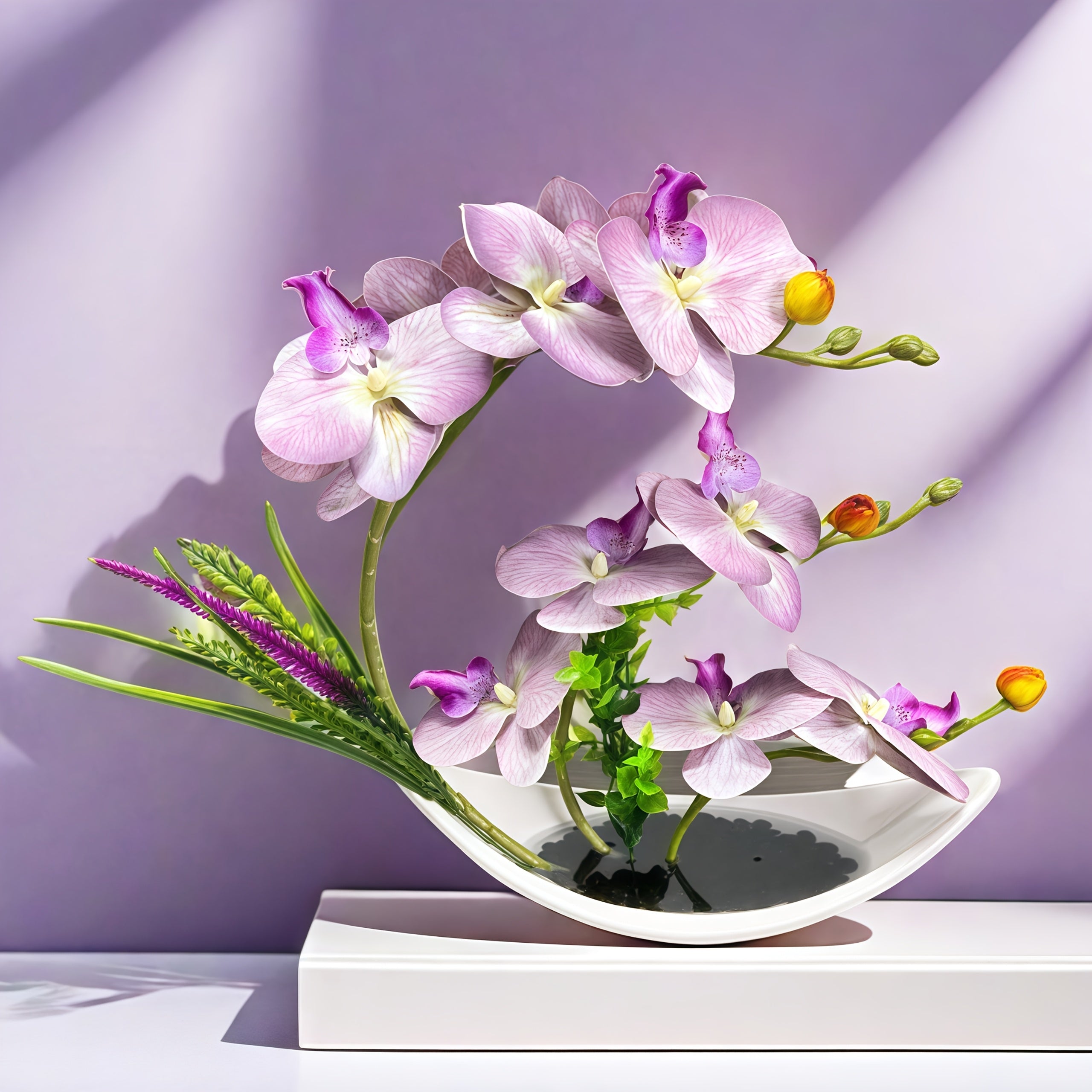 [New Orchid Plant] New Artificial Orchid Potted Plant | Good Luck Decor for Living Room Home Office Hotel