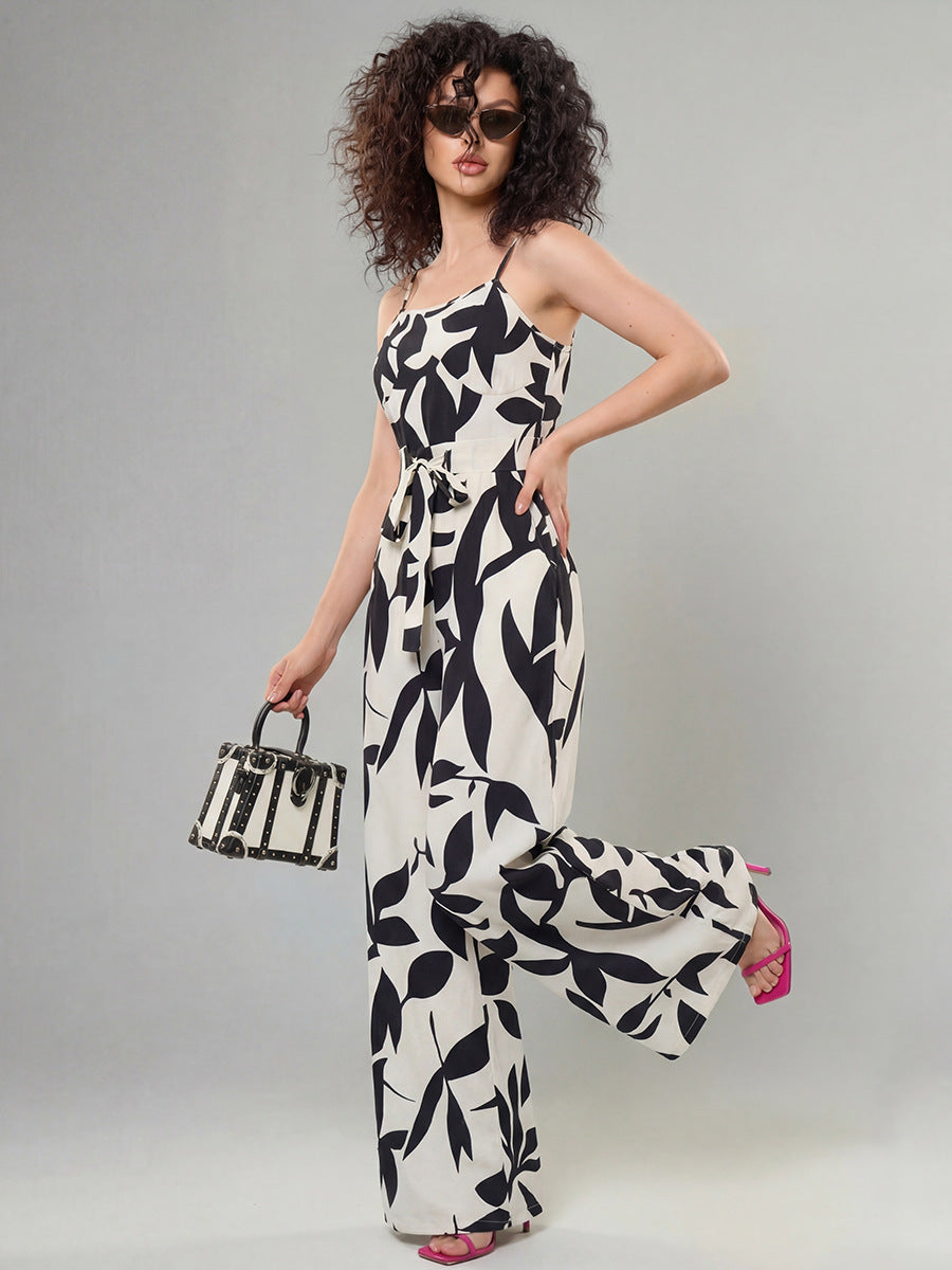 Zebra-Print Strap Jumpsuit For Women