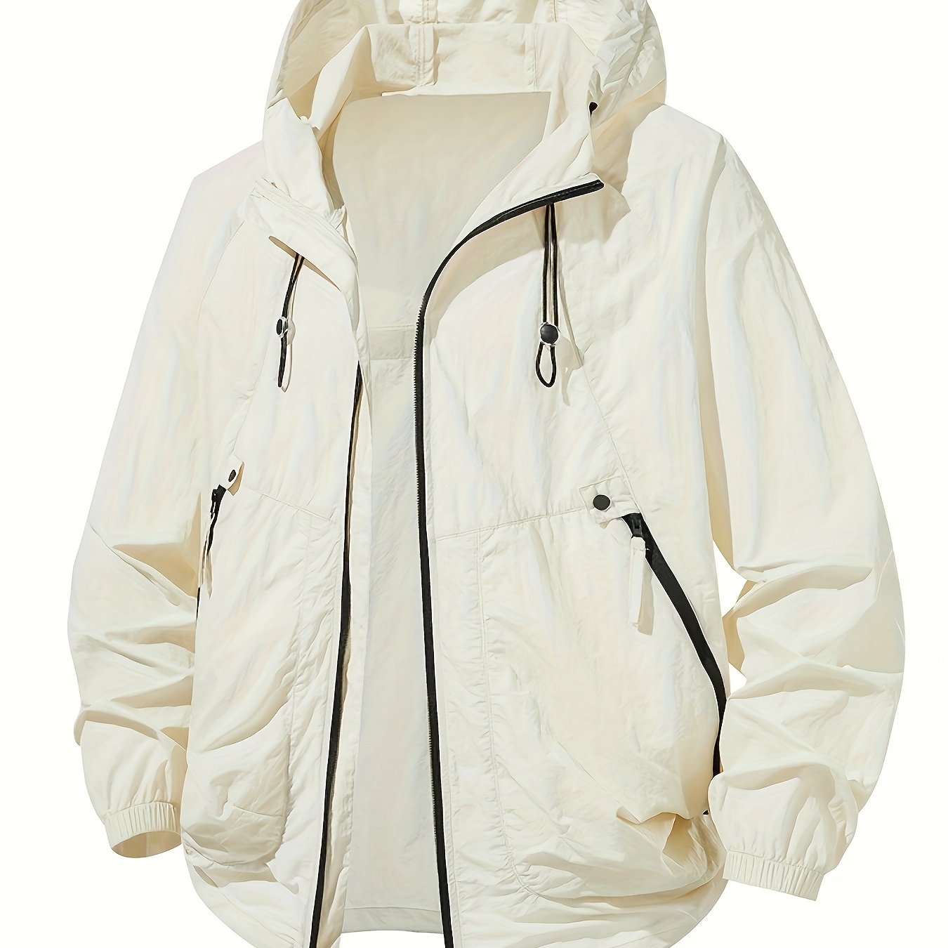 Men's Lightweight Summer Outdoor Jacket with Hood, Large Zippered Pockets – Breathable, Quick‑Dry, Casual Style for Hiking, Climbing and Fishing