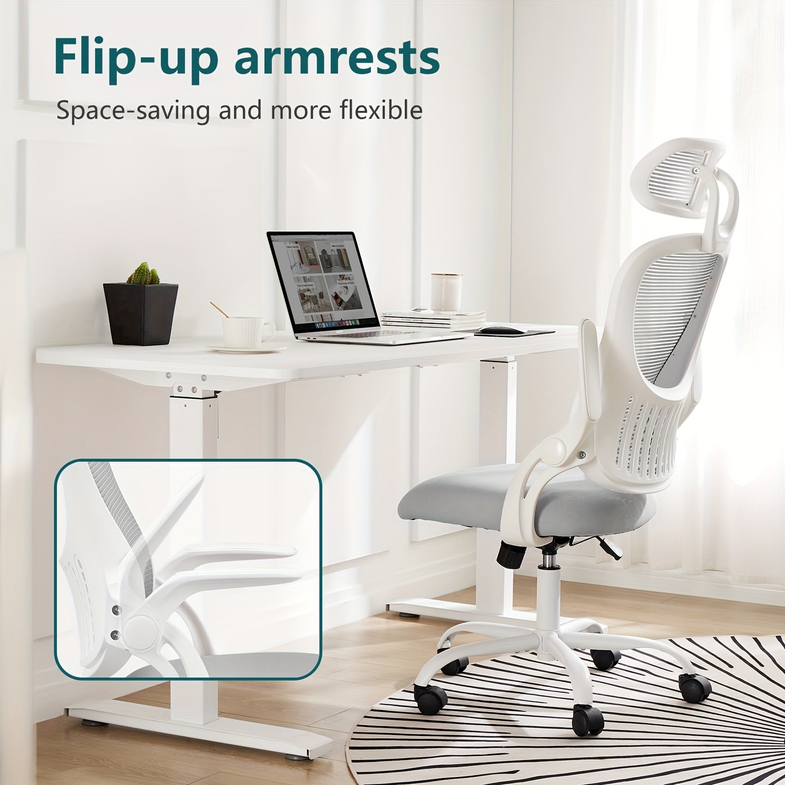 Ergonomic High‑Back Mesh Desk Chair with Adjustable Headrest, Lumbar Support and Flip‑Up Arms