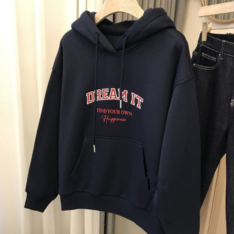 Women's Fleece-Lined Thickened Hooded Sweatshirt