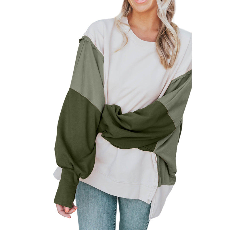 Women's Colorblock Long Sleeve Casual Pullover Sweatshirt