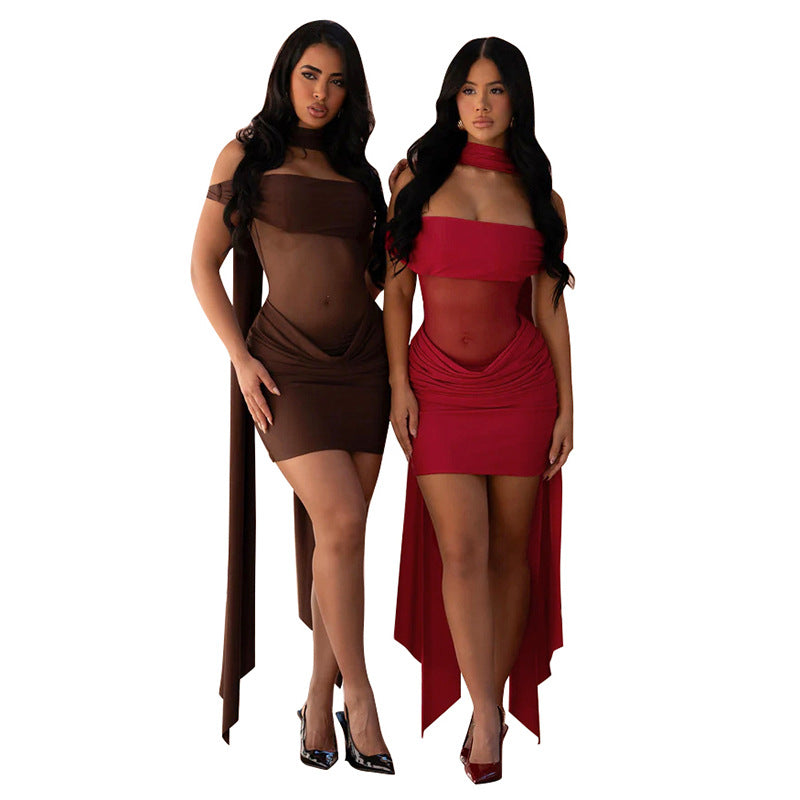 Off-the-Shoulder Ruffled Bodycon Mini Dress