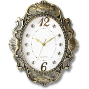 14 Inch Rustic Farmhouse Wall Clock - Silent Non-Ticking Battery Operated Rectangular Wall Clock with Face, Hands & Golden Numbers, Ornate Frame - Easy-to-Read Large Clock for Kitchen, Living Room, Bedroom - Country Style Home Decor (Battery-Powered