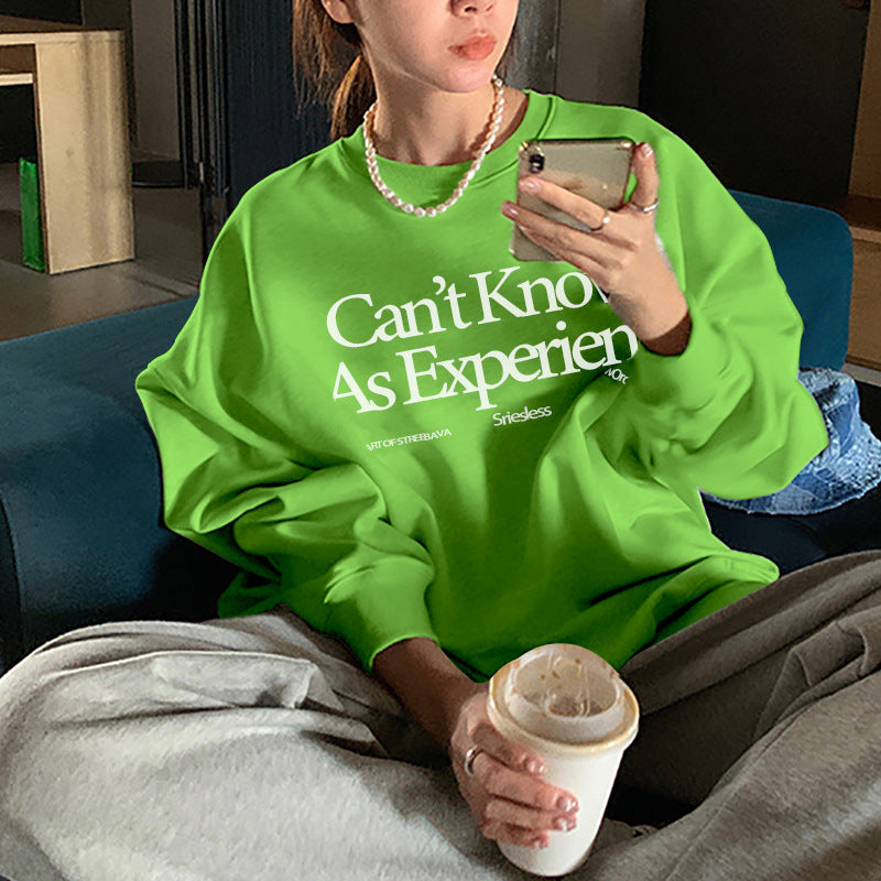 Fleece-Lined Vintage Casual Pullover Sweatshirt