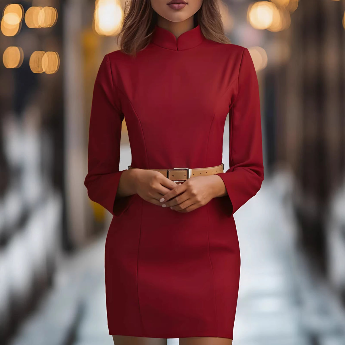 Stylish and Elegant Stand-collar Dress for Women