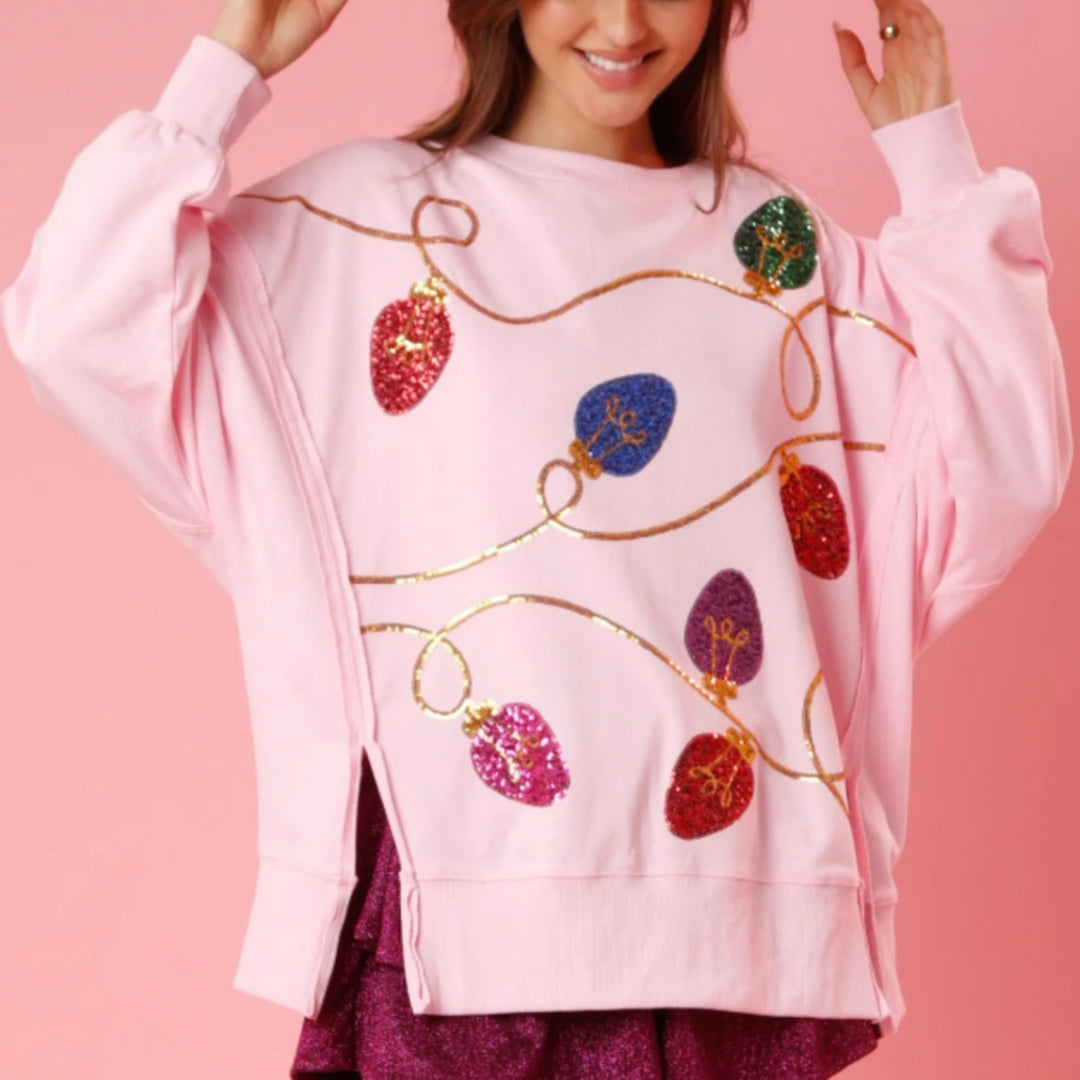 Women's Christmas Sequin Long Sleeve Pullover Hoodie