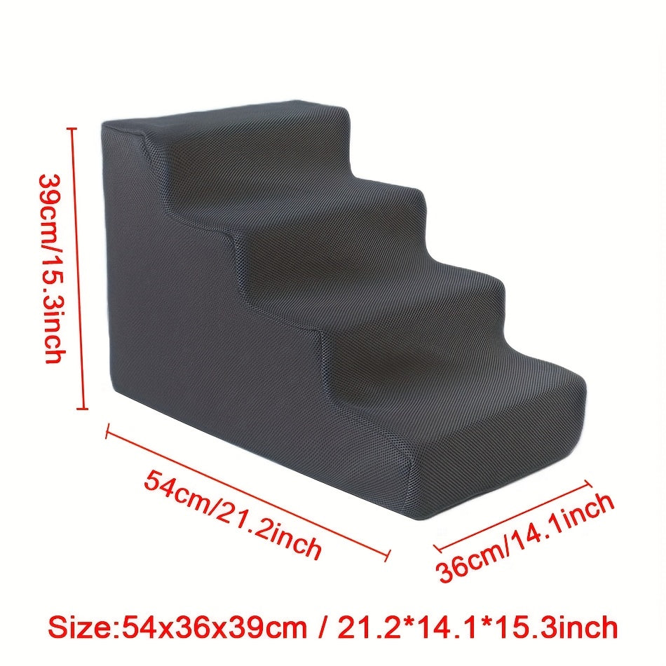 Durable  Comfortable 4-step Pet Stairs  Non-slip Sponge Material  Ergonomic Dog Ladder For Sofa & Bed  Safe For Senior Pets  Indoor/outdoor Use  Modern Pet Furniture  Sturdy Construction