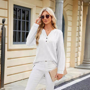 Chic V-Neck Button Casual Shirt for Women