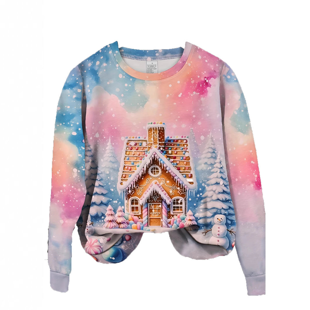 Festive Christmas Snowman Graphic Pullover Sweater
