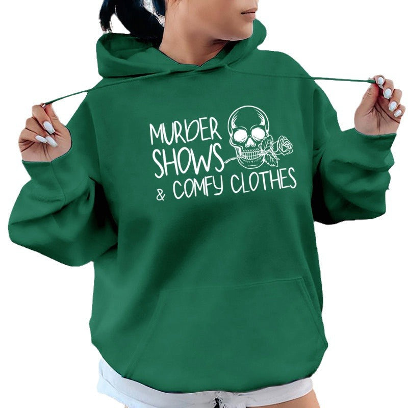 Cozy Fleece Letter Print Casual Hoodie for Women