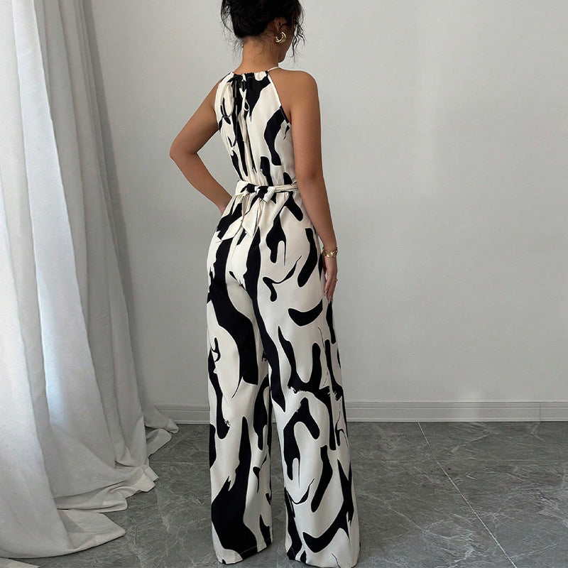 Bold Zebra Print Suspender Jumpsuit for Women