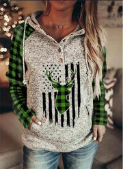 Plaid Print Fleece Hooded Sweatshirt