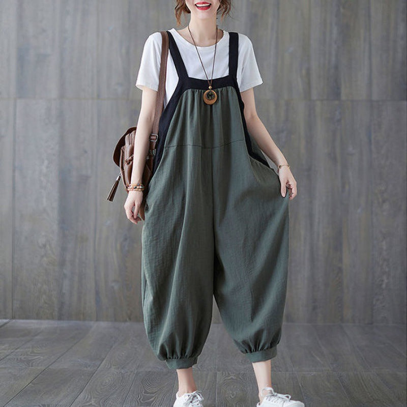 Patchwork Harem Overalls Versatile Jumpsuit