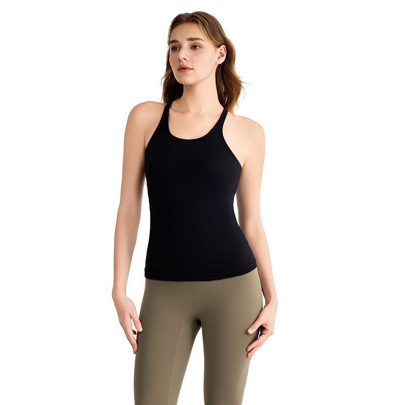 Seamless Seamless Weaving Yoga Clothes Vest With Chest Pad Workout Top