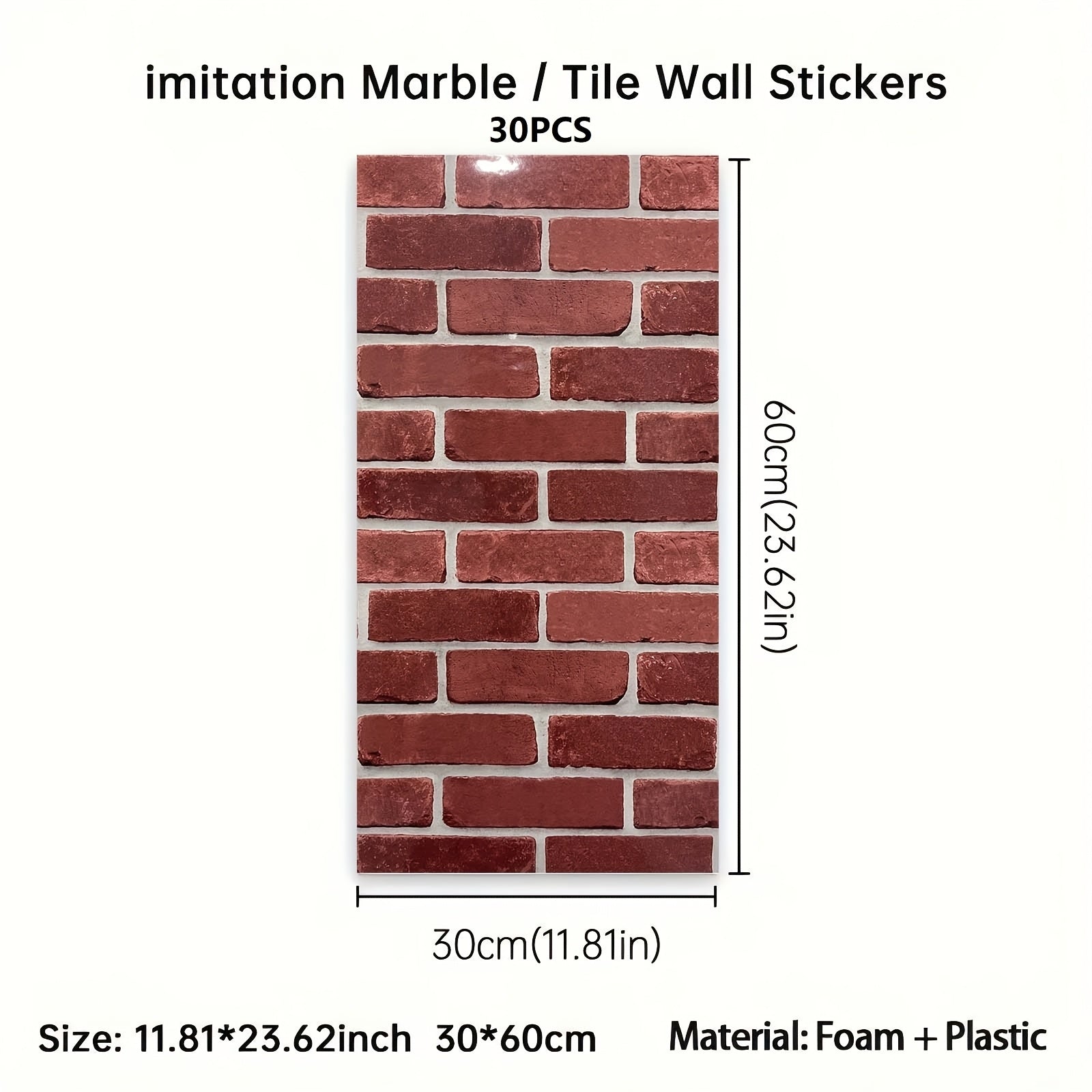 Antique Brick Foam Wall Tiles – Self-Adhesive PVC Decor for Living Rooms