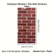 Antique Brick Foam Wall Tiles – Self-Adhesive PVC Decor for Living Rooms