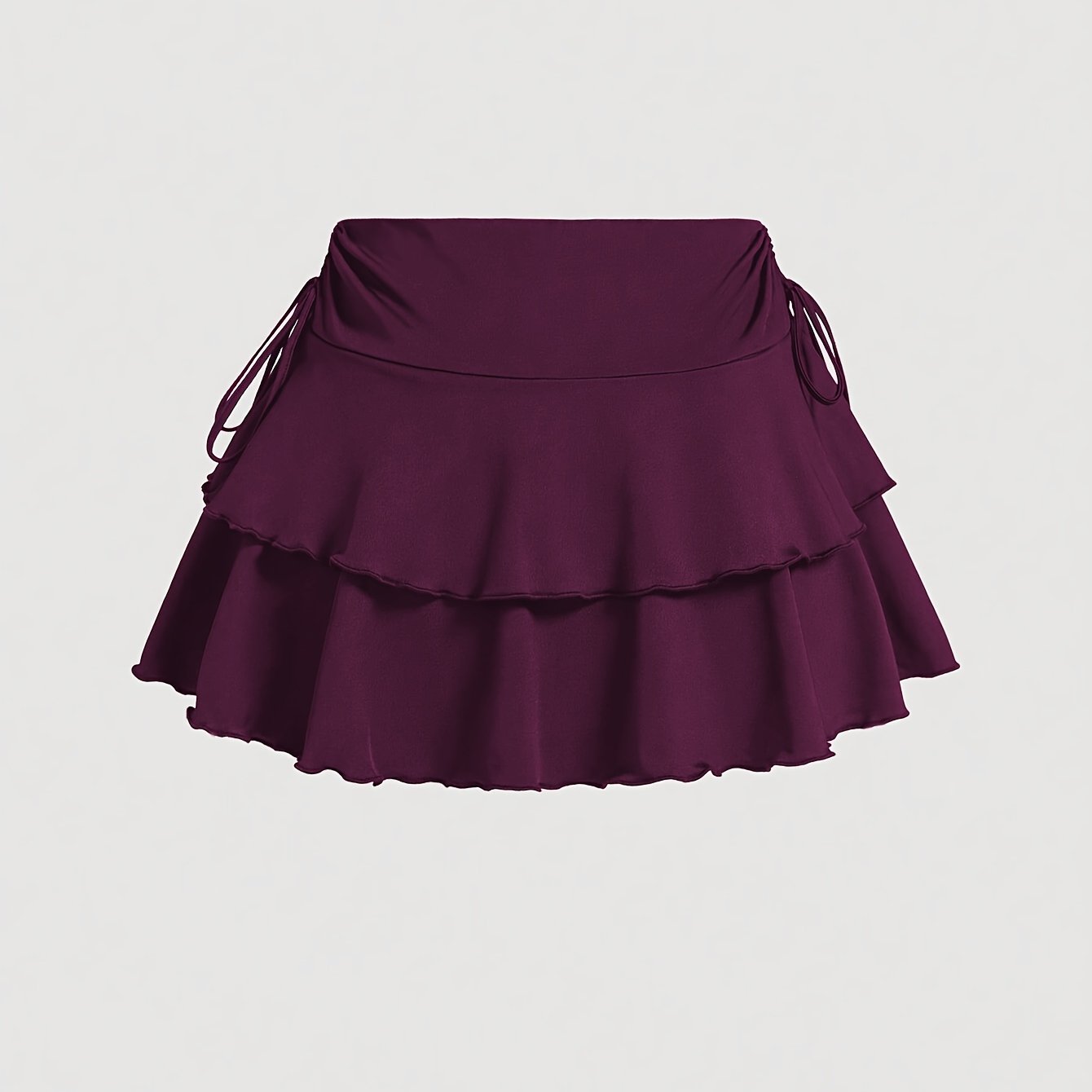 Women's Plus Size Side Drawstring Tiered Skirt with Multi-Hem