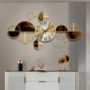 Metal Wall Clock Decorative 3D Metal Wall Art Clock For Living Room Bedroom Creative Modern Big Wall Clock Decor With Silent No-Ticking 34 X 17 Inch