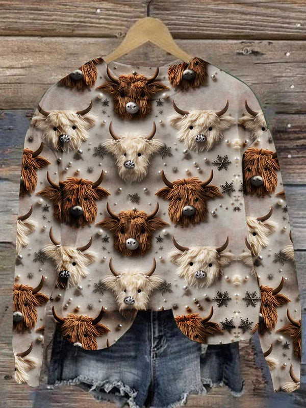 Women's Festive Christmas Graphic Round-Neck Sweatshirt